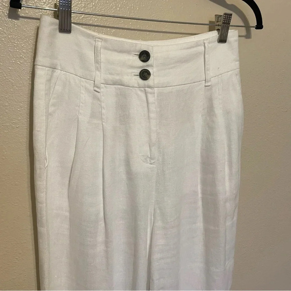 BODEN Women's White 100% Linen Pants US Sz 2 Pockets Lightweight Cuffed Like New - Picture 3 of 7